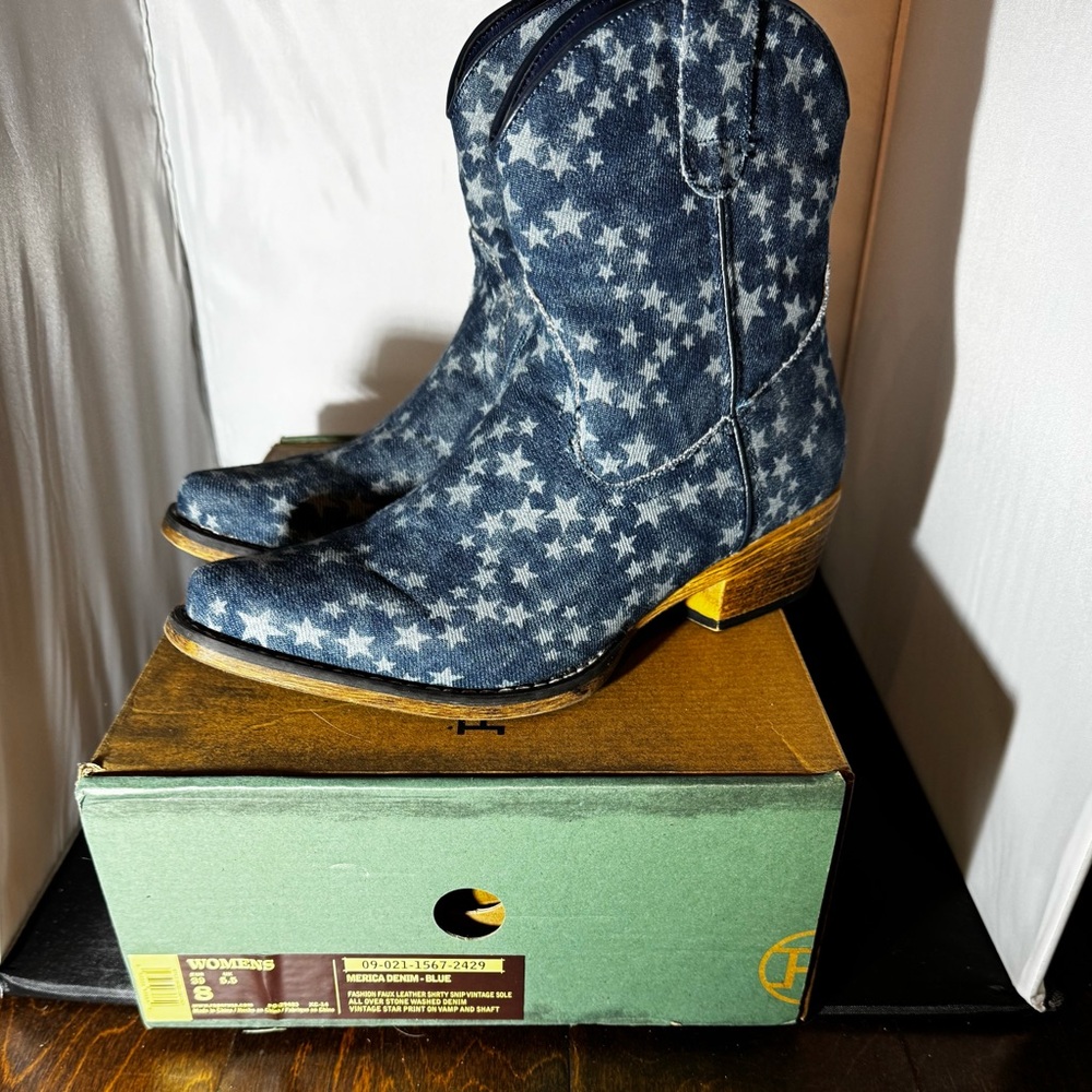 Roper “Merica” Blue Ankle Boots - Picture 2 of 6